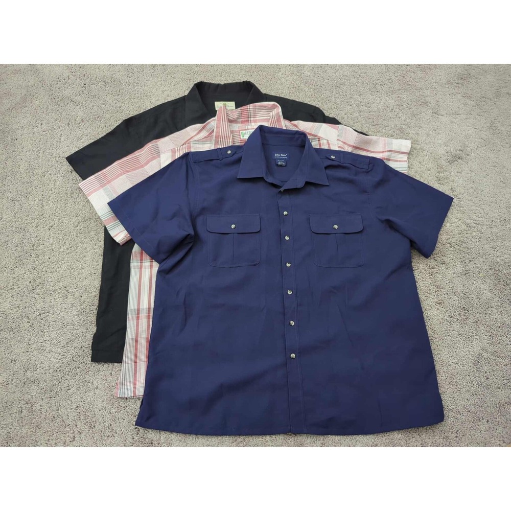 Lot of 3 Button Up Shirt Mens 2XL Haband Island Shores John‎ Blair Casual